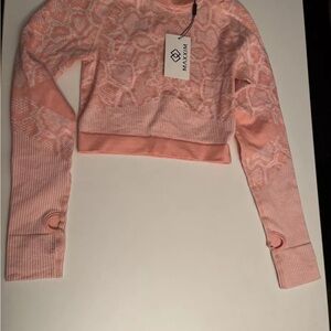 Maximum Pink And White Cropped Stretch Top M
